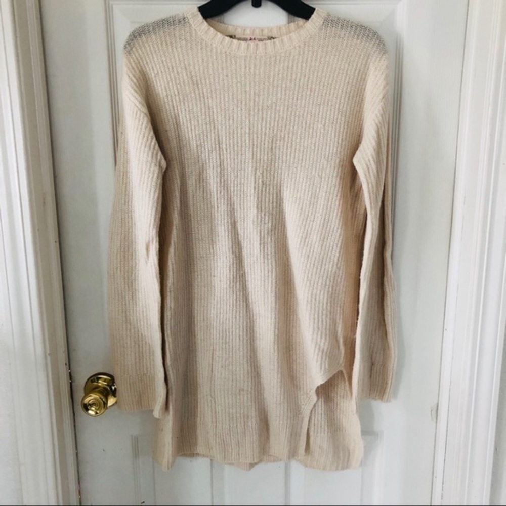 Chelsea & VIOLET cream tunic knit wool blend sweater Size XS